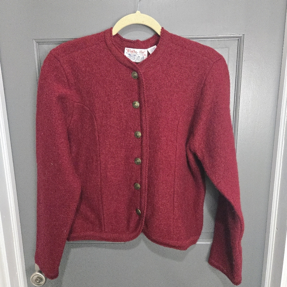 Vintage Wool Burgendy Cardigan